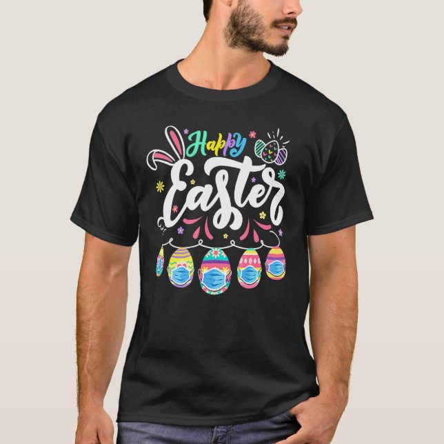 Happy Easter Day Colourful Egg Face Mask Hunting C T-Shirt (Front)