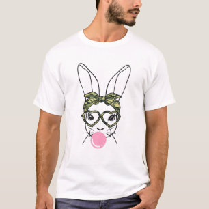 Happy Easter Day Cool Bubble Gum Bunny Camo T-Shirt