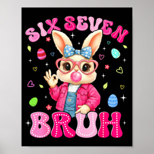 Happy Easter Day Coquette Bow Bunny Six Seven Meme Poster