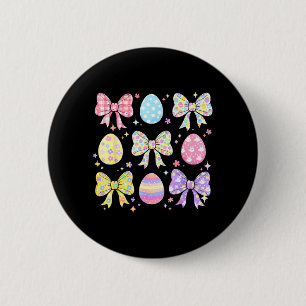 Happy Easter Day Coquette Bow Cute Eggs Girls Kids 6 Cm Round Badge