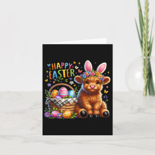 Happy Easter Day Cow Cute Easter Bunny Women Kids Card