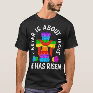 Happy Easter Day Cross Easter He Has Risen Poppin T-Shirt
