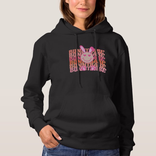 Happy Easter Day Cute Bunny Babe Rabbit Face Girl  Hoodie (Front)