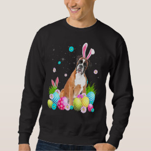 Happy Easter Day Cute Bunny Boxer Dog Wearing Bunn Sweatshirt