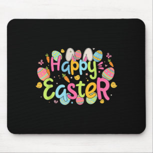 Happy Easter Day Cute Bunny Ears And Easter Egg Hu Mouse Pad