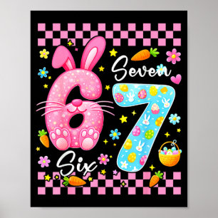 Happy easter day cute bunny girls easter six seven poster