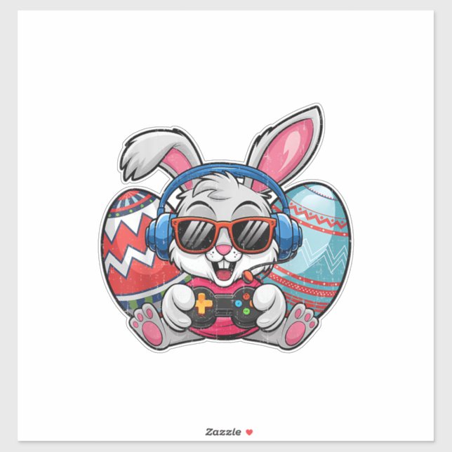 Happy Easter Day Cute Bunny Playing Video Game Kid (Sheet)