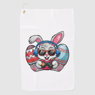 Happy Easter Day Cute Bunny Playing Video Game Kid Golf Towel