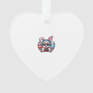 Happy Easter Day Cute Bunny Playing Video Game Kid Ornament