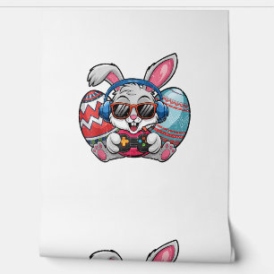 Happy Easter Day Cute Bunny Playing Video Game Kid Wallpaper