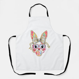 Happy Easter Day Cute Bunny Rabbit Coquette Bow Fl Apron