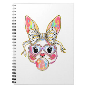 Happy Easter Day Cute Bunny Rabbit Coquette Bow Fl Notebook