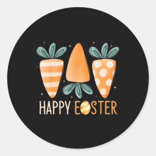 Happy Easter Day Cute Carrots Funny Bunny Easter E Classic Round Sticker