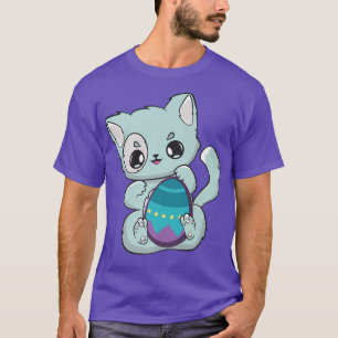 Happy Easter Day Cute Cat With Egg Feline Meow Ani T-Shirt