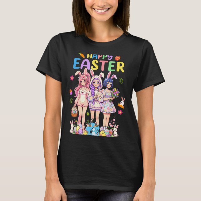 Happy easter day cute chibi kpop funny  T-Shirt (Front)