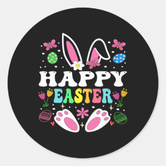 Happy Easter Day, Cute Colorful Egg Hunting Women  Classic Round Sticker