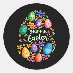 Happy Easter Day Cute Colourful Egg Hunting Women  Classic Round Sticker