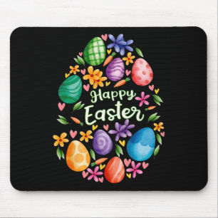 Happy Easter Day Cute Colourful Egg Hunting Women Mouse Pad