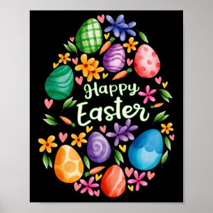 Happy Easter Day Cute Colourful Egg Hunting Women  Poster