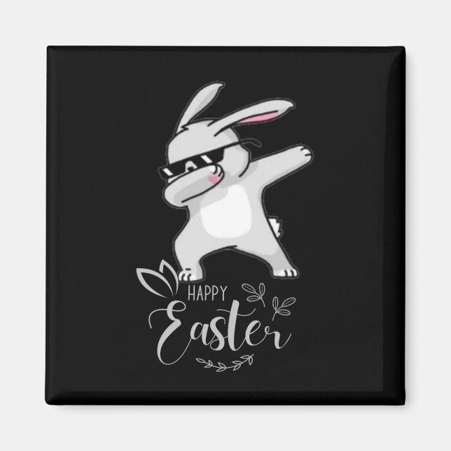 Happy Easter Day Cute Dubbing Bunny Rabbit Funny D Magnet (Front)