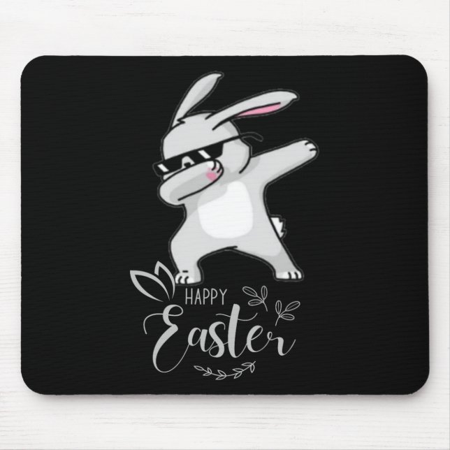 Happy Easter Day Cute Dubbing Bunny Rabbit Funny D Mouse Pad (Front)