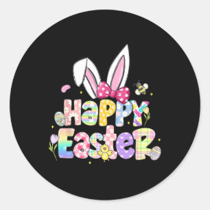 Happy Easter Day Cute Egg Bunny Celebrate Women Ki Classic Round Sticker