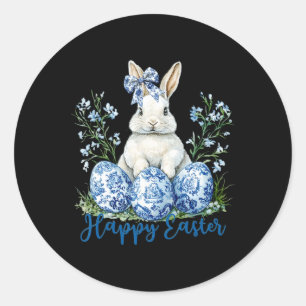 Happy Easter Day Cute Egg Bunny Celebrate Women Ki Classic Round Sticker