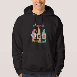 Happy Easter Day Cute Three Bunny Gnomes Holding E Hoodie