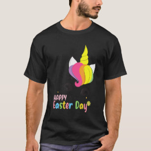 Happy Easter Day Cute Unicorn Face Rabbit Bow Tie  T-Shirt