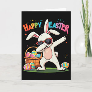 Happy Easter Day Dabbing Rabbit Eggs Easter Bunny  Card