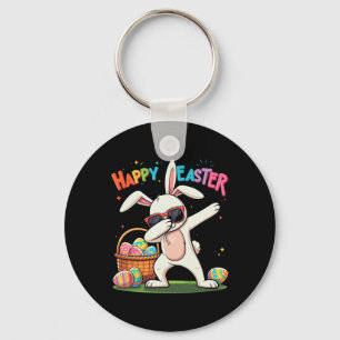 Happy Easter Day Dabbing Rabbit Eggs Easter Bunny Key Ring