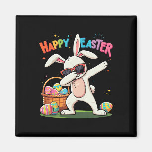 Happy Easter Day Dabbing Rabbit Eggs Easter Bunny Magnet
