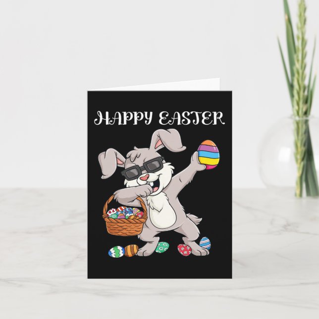 Happy Easter Day Dabbing Rabbit Eggs Toddler Boys  Card (Front)