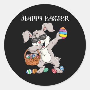 Happy Easter Day Dabbing Rabbit Eggs Toddler Boys  Classic Round Sticker