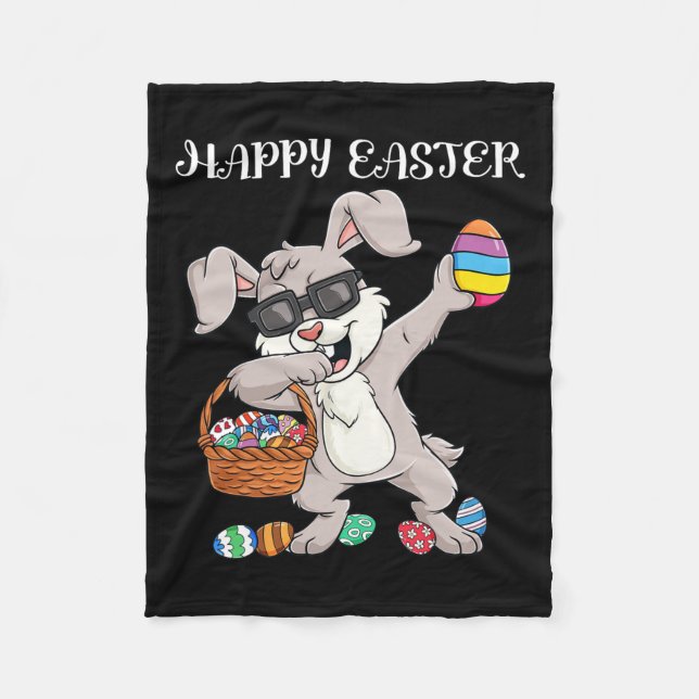 Happy Easter Day Dabbing Rabbit Eggs Toddler Boys  Fleece Blanket (Front)