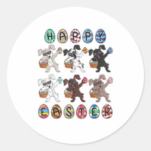 Happy Easter Day Dabbing Rabbits Eggs Toddler Boys Classic Round Sticker