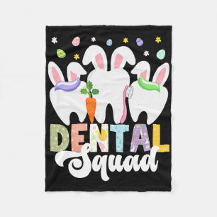 Happy Easter Day Dentist Egg Hunting Bunny Dental Fleece Blanket
