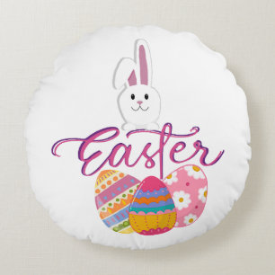 HAPPY EASTER DAY DESIGN ROUND CUSHION