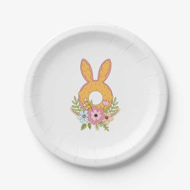 Happy Easter Day Doughnut Bunny Eggs For Doughnut  Paper Plate (Front)