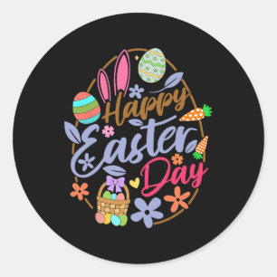 Happy Easter Day Easter Eggs Easter Bunnies Women Classic Round Sticker