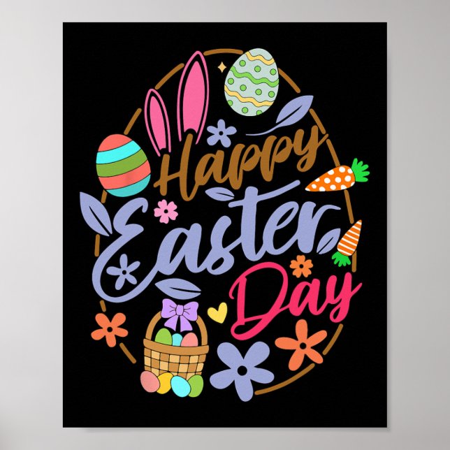 Happy Easter Day Easter Eggs Easter Bunnies Women  Poster (Front)