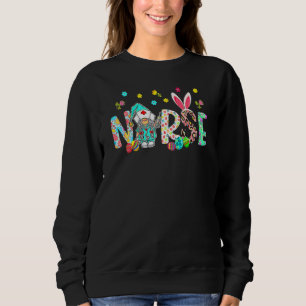 Happy Easter Day Easter leopard Decor Bunny Ears N Sweatshirt