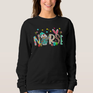 Happy Easter Day Easter Leopard Decor Bunny Ears N Sweatshirt