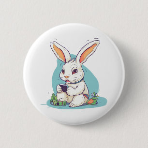 Happy Easter Day Egg Bunny Funny Gamer Boys Kids   6 Cm Round Badge