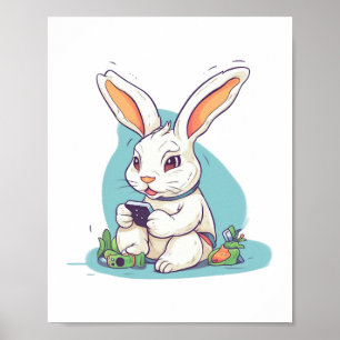 Happy Easter Day Egg Bunny Funny Gamer Boys Kids Poster