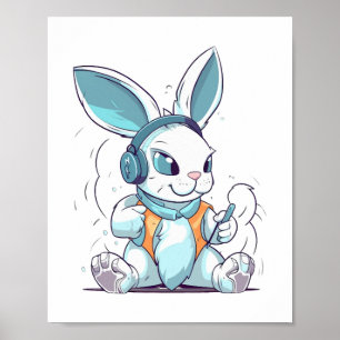 Happy Easter Day Egg Bunny Funny Gamer Boys Kids Poster