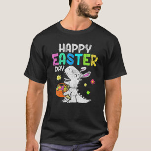 Happy Easter Day Eggs Basket Bunny T Rex Dinosaur T-Shirt