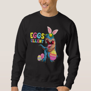Happy Easter Day Eggscellent Cute Bunny Dinosaur Sweatshirt