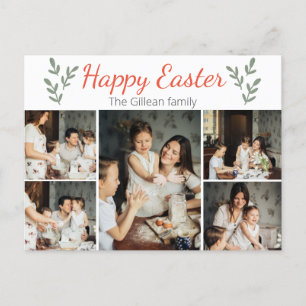 Happy easter day, Floral easter family 5 photo Holiday Postcard