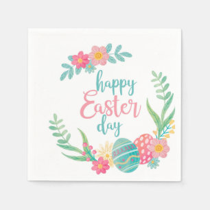 Happy Easter Day Floral Napkin